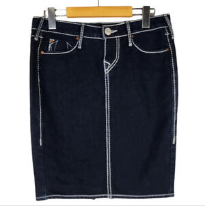True Religion Dark Denim Pencil Skirt Festival Rodeo Size 27